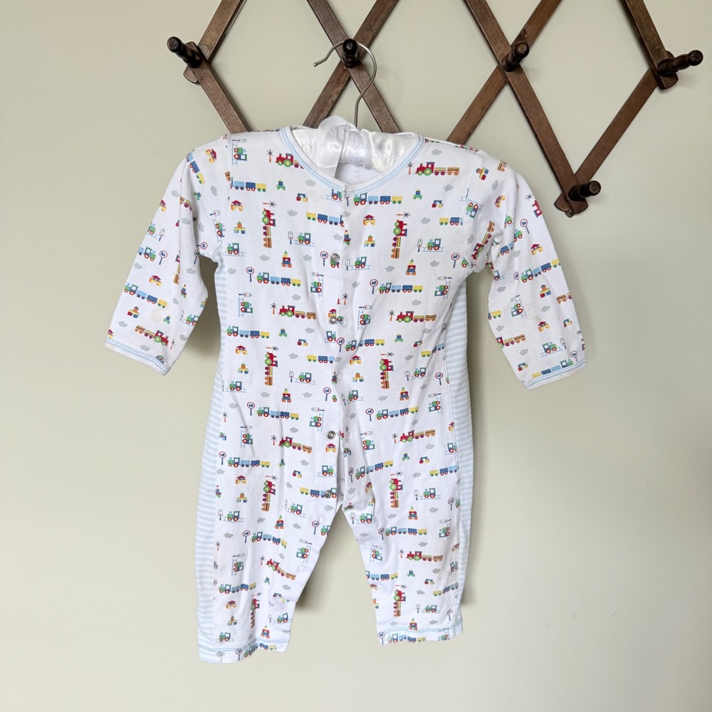 Kissy Kissy Baby Boys Train Tractor Print Pima Cotton Footless Sleeper 12-18M